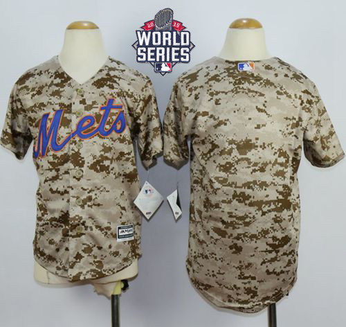 Mets Blank Camo Alternate Cool Base W/2015 World Series Patch Stitched Youth MLB Jersey