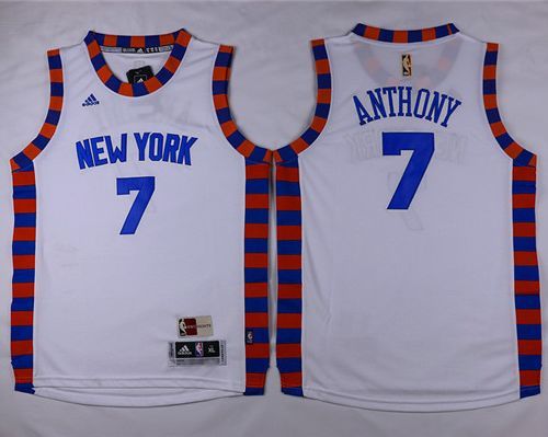 Knicks #7 Carmelo Anthony White Hardwood Classics Performance Stitched Youth NBA Jersey
