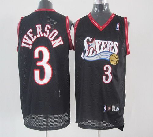 76ers #3 Allen Iverson Black Stitched Youth NBA Jersey