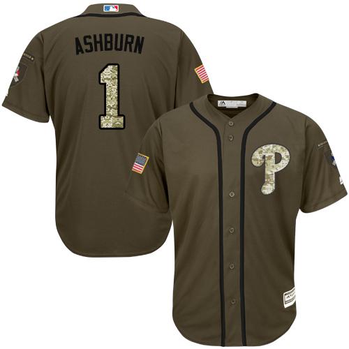 Phillies #1 Richie Ashburn Green Salute to Service Stitched Youth MLB Jersey