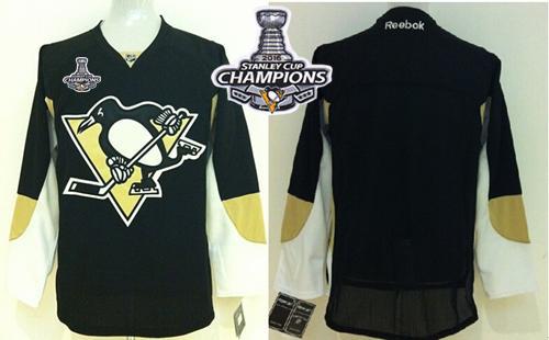 Penguins Blank Black 2016 Stanley Cup Champions Stitched Youth NHL Jersey