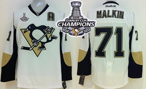 Penguins #71 Evgeni Malkin White 2016 Stanley Cup Champions Stitched Youth NHL Jersey