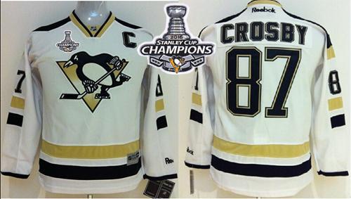 Penguins #87 Sidney Crosby White 2014 Stadium Series 2016 Stanley Cup Champions Stitched Youth NHL Jersey