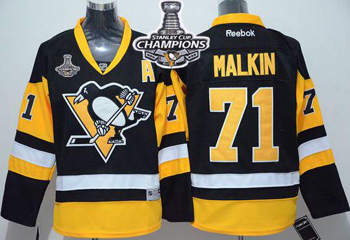 Penguins #71 Evgeni Malkin Black Alternate 2016 Stanley Cup Champions Stitched Youth NHL Jersey