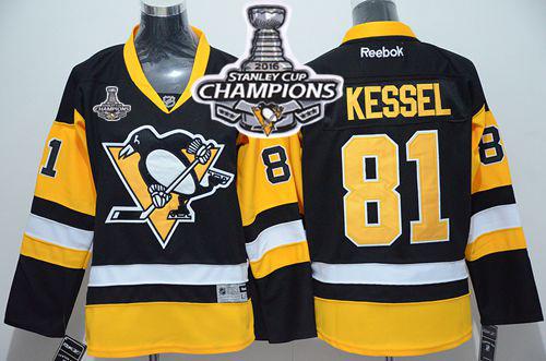 Penguins #81 Phil Kessel Black Alternate 2016 Stanley Cup Champions Stitched Youth NHL Jersey