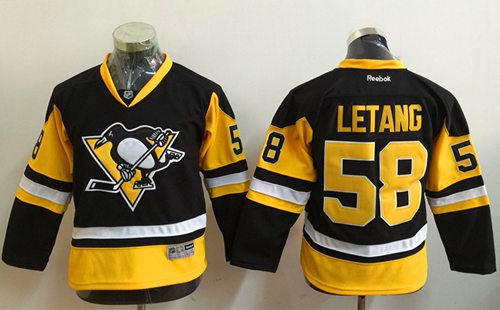 Penguins #58 Kris Letang Black Alternate Stitched Youth NHL Jersey