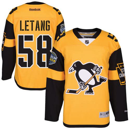Penguins #58 Kris Letang Gold 2017 Stadium Series Stitched Youth NHL Jersey