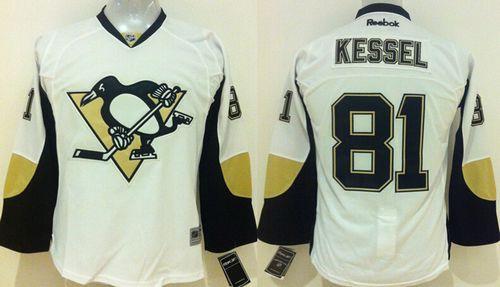 Penguins #81 Phil Kessel White Stitched Youth NHL Jersey
