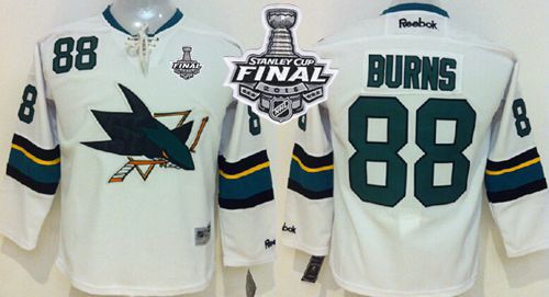 Sharks #88 Brent Burns White 2016 Stanley Cup Final Patch Stitched Youth NHL Jersey