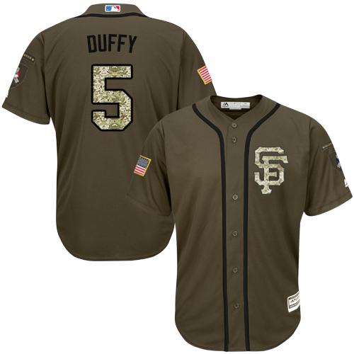 Giants #5 Matt Duffy Green Salute to Service Stitched Youth MLB Jersey