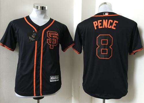 Giants #8 Hunter Pence Black Alternate Stitched Youth MLB Jersey