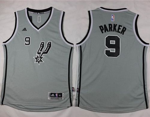 Spurs #9 Tony Parker Grey Youth Stitched NBA Jersey
