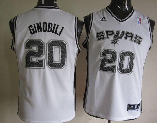 Spurs #20 Manu Ginobili White Youth Stitched NBA Jersey