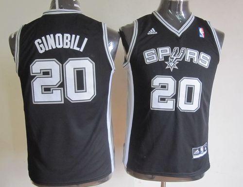 Spurs #20 Manu Ginobili Black Youth Stitched NBA Jersey