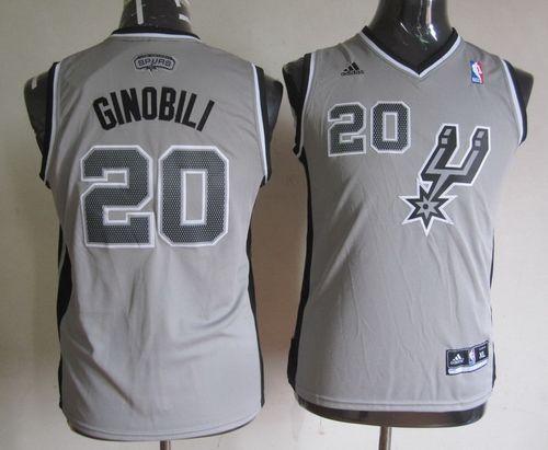 Spurs #20 Manu Ginobili Grey Youth Stitched NBA Jersey