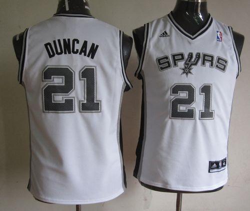 Spurs #21 Tim Duncan White Youth Stitched NBA Jersey