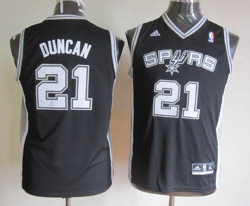 Spurs #21 Tim Duncan Black Youth Stitched NBA Jersey
