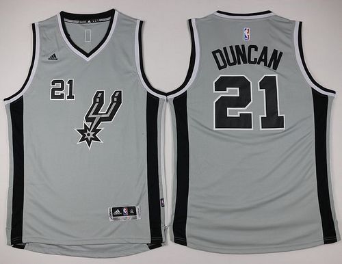 Spurs #21 Tim Duncan Grey Youth Stitched NBA Jersey