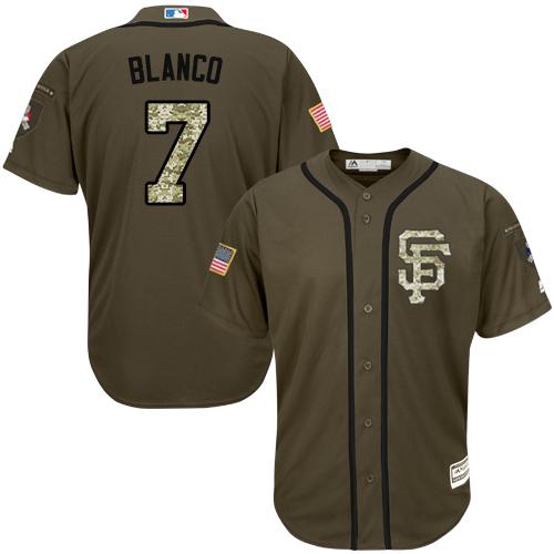 Giants #7 Gregor Blanco Green Salute to Service Stitched Youth MLB Jersey