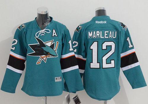 Sharks #12 Patrick Marleau Green Stitched Youth NHL Jersey