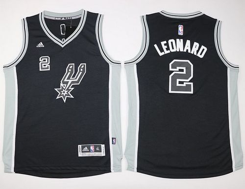 Spurs #2 Kawhi Leonard Black New Road Youth Stitched NBA Jersey
