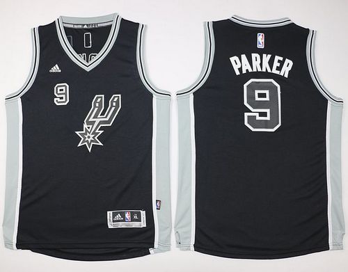 Spurs #9 Tony Parker Black New Road Youth Stitched NBA Jersey