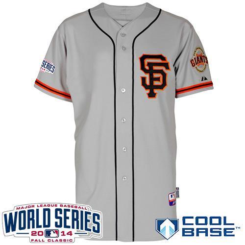 Giants Blank Grey Road 2 Cool Base W/2014 World Series Patch Stitched Youth MLB Jersey