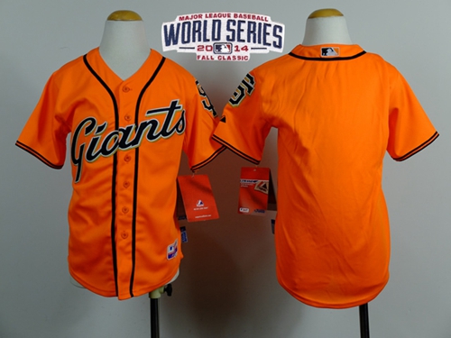 Giants Blank Orange Alternate W/2014 World Series Patch Stitched Youth MLB Jersey