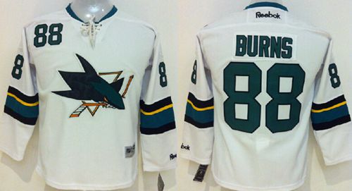 Sharks #88 Brent Burns White Stitched Youth NHL Jersey