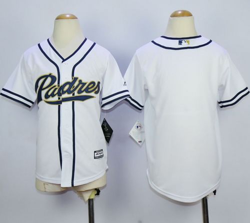 Padres Blank White Home Cool Base Stitched Youth MLB Jersey