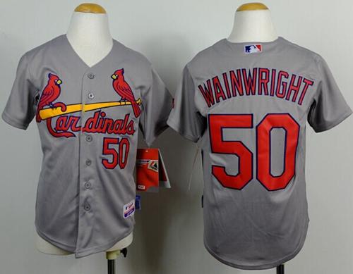 Cardinals #50 Adam Wainwright Grey Cool Base Stitched Youth MLB Jersey