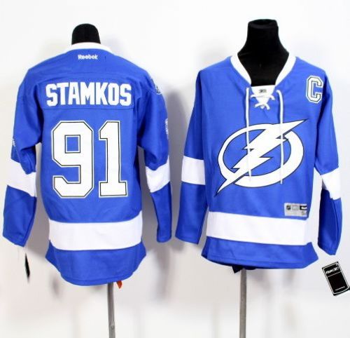 Lightning #91 Steven Stamkos Royal Blue Stitched Youth NHL Jersey