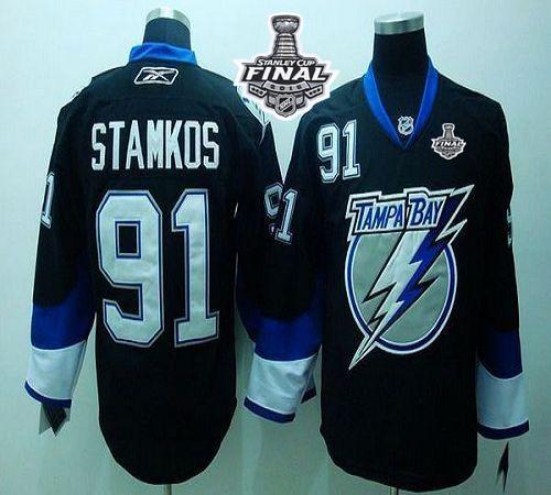 Lightning #91 Steven Stamkos Black 2015 Stanley Cup Stitched Youth NHL Jersey