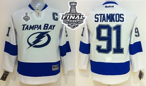 Lightning #91 Steven Stamkos White 2015 Stanley Cup Stitched Youth NHL Jersey