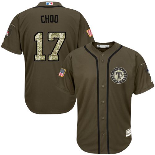 Rangers #17 Shin-Soo Choo Green Salute to Service Stitched Youth MLB Jersey