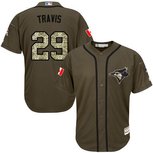 Blue Jays #29 Devon Travis Green Salute to Service Stitched Youth MLB Jersey