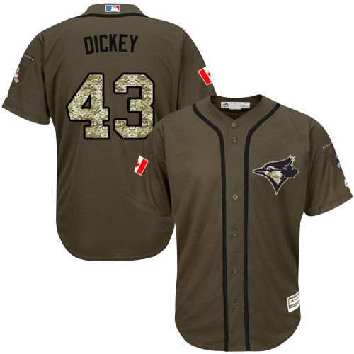 Blue Jays #43 R.A. Dickey Green Salute to Service Stitched Youth MLB Jersey