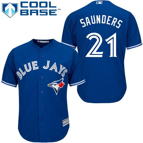 Blue Jays #21 Michael Saunders Blue Cool Base Stitched Youth MLB Jersey