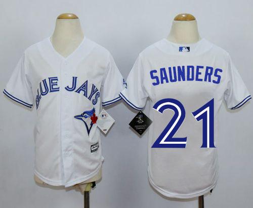 Blue Jays #21 Michael Saunders White Cool Base Stitched Youth MLB Jersey