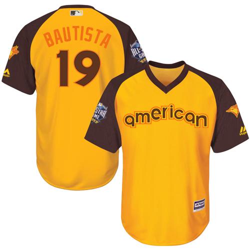 Blue Jays #19 Jose Bautista Gold 2016 All-Star American League Stitched Youth MLB Jersey