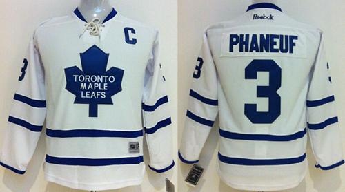 Maple Leafs #3 Dion Phaneuf White Stitched Youth NHL Jersey