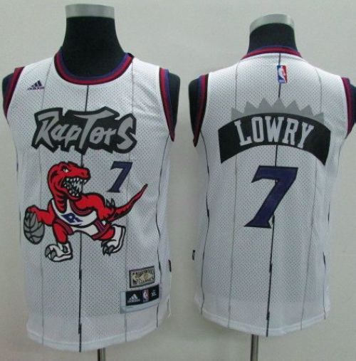 Raptors #7 Kyle Lowry White Throwback Youth Stitched NBA Jersey