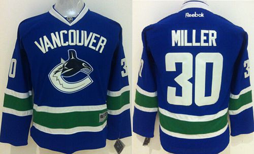 Canucks #30 Ryan Miller Blue Stitched Youth NHL Jersey