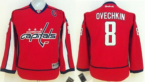 Capitals #8 Alex Ovechkin Red Stitched Youth NHL Jersey