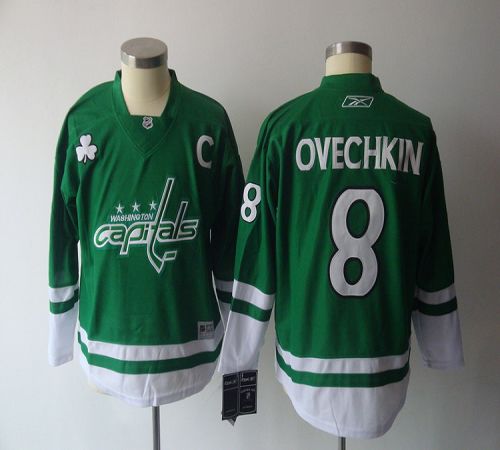 Capitals #8 Alex Ovechkin Green St. Patty's Day Stitched Youth NHL Jersey