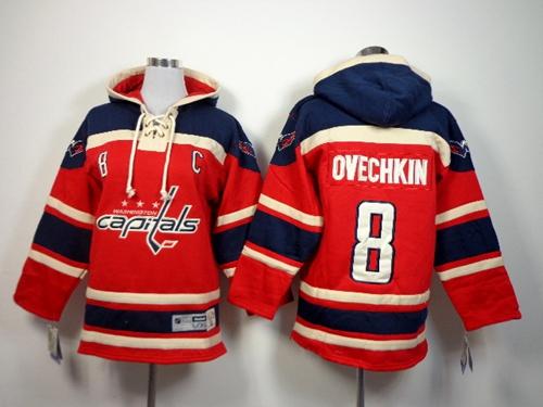 Capitals #8 Alex Ovechkin Red Sawyer Hooded Sweatshirt Stitched Youth NHL Jersey