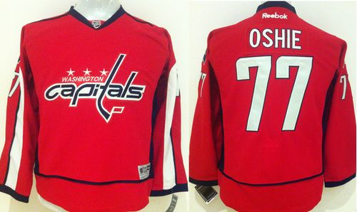 Capitals #77 T.J Oshie Red Stitched Youth NHL Jersey