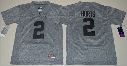 Crimson Tide #2 Jalen Hurts Gridiron Gray Limited Stitched Youth NCAA Jersey