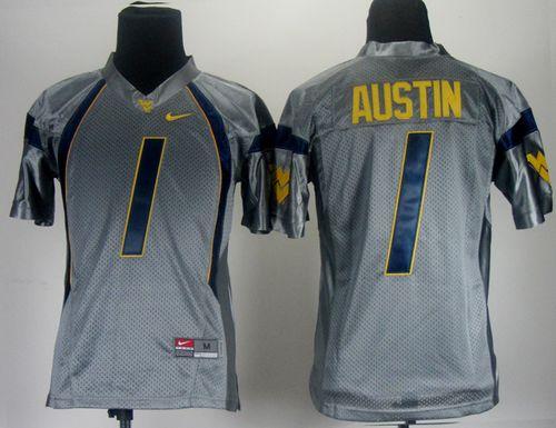 Mountaineers #1 Tavon Austin Grey Stitched Youth NCAA Jersey