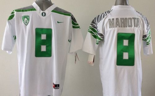 Ducks #8 Marcus Mariota White Stitched Youth NCAA Jersey